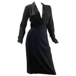 2006 Vintage Gucci Embellished Black Silk Dress Size 40 *New with tags!*